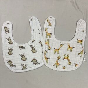 Aden + Anais - pair of Animal Print muslin cotton Baby Bib Set